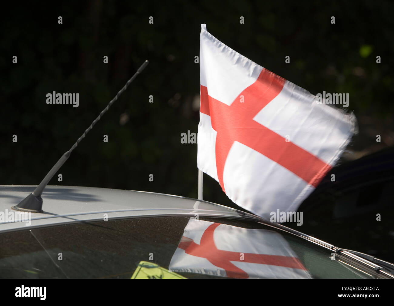 England football supporter s flag on car Wales UK Stock Photo