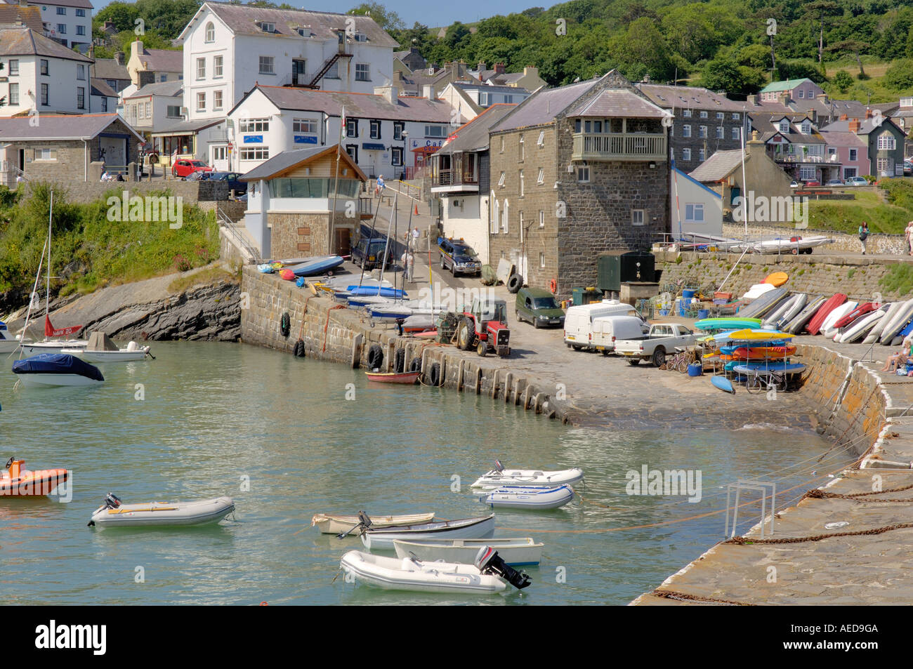 Boats in Harbour New Quay Ceredigion West Wales Stock Photo Alamy