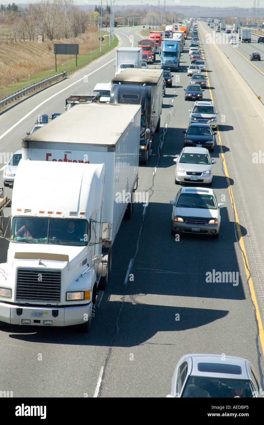 Traffic tie-up on major highway in Toronto area Stock Photo