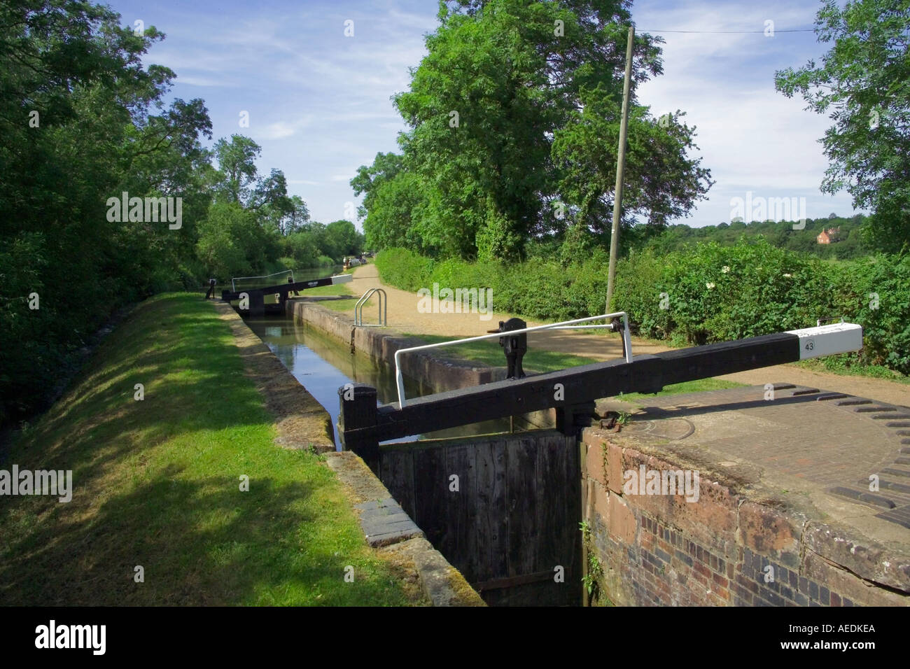 england uk united kingdom the midlands warwickshire the stratford upon avon canal wilmcote locks Stock Photo