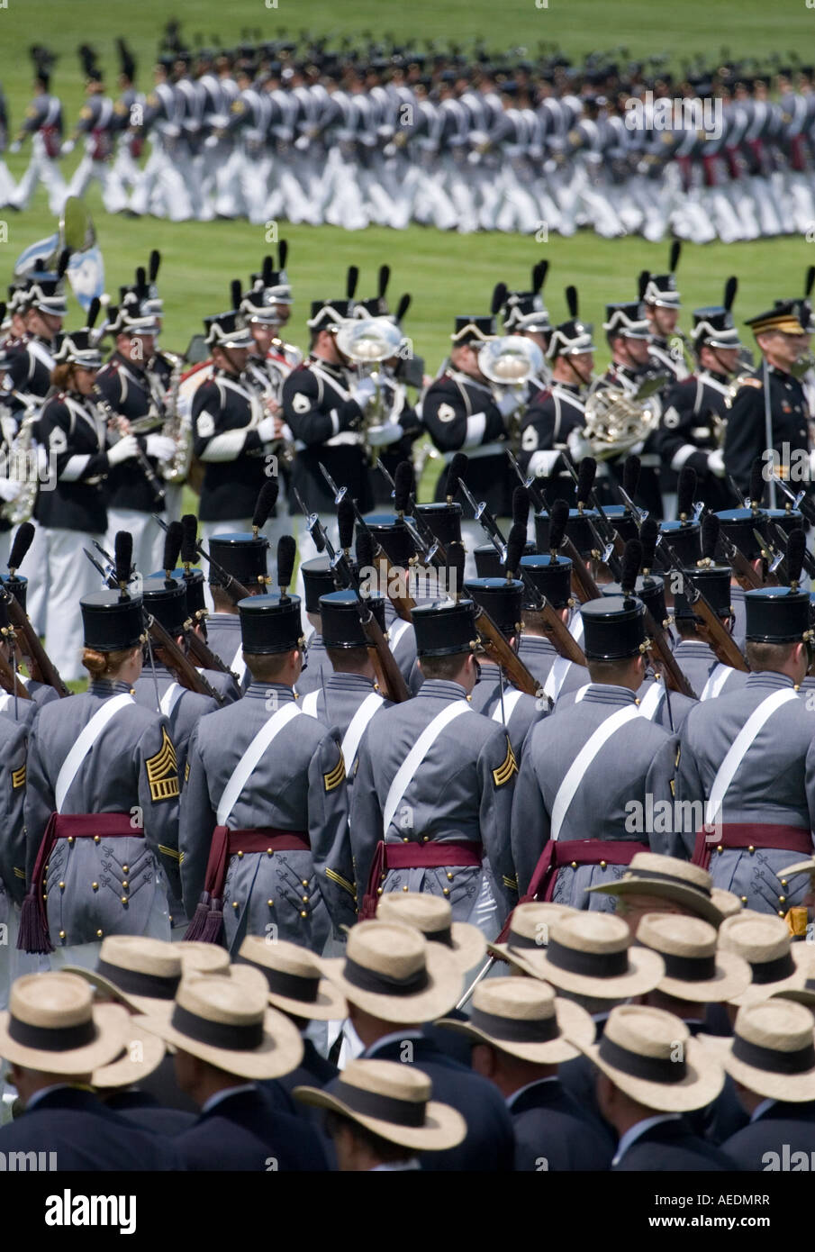 Cadets march annual Alumni Review United States Military Academy at West Point Hudson Valley New York Stock Photo