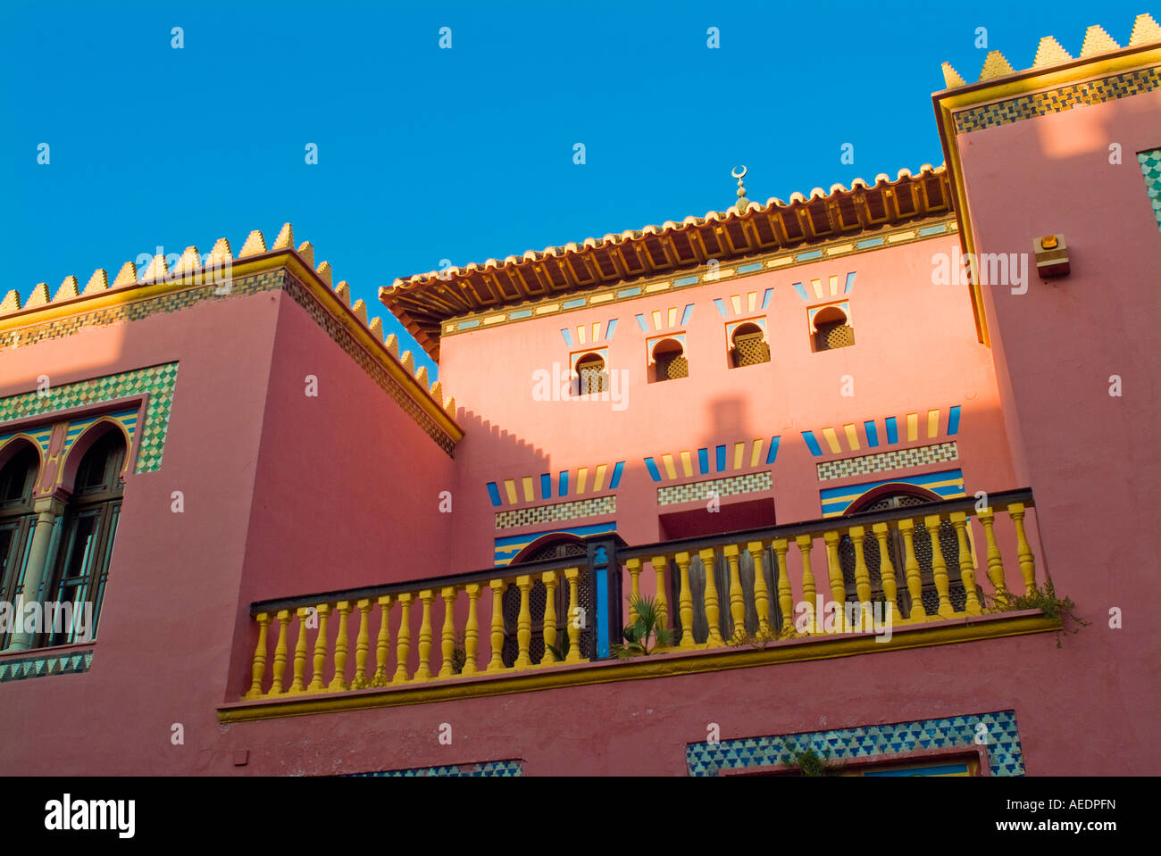 NEO MUDEJAR BUILDING THAT SERVES AS THE OFFICE DE TURISMO THE TOURIST OFFICE IN ALMUNECAR SPAIN Stock Photo