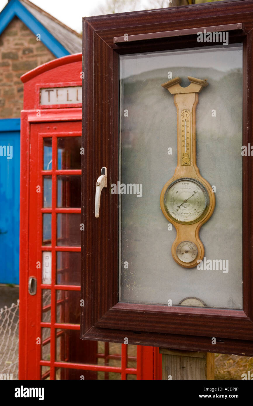 UK Devon Inner Hope barometer outside village k6 phone box Stock Photo