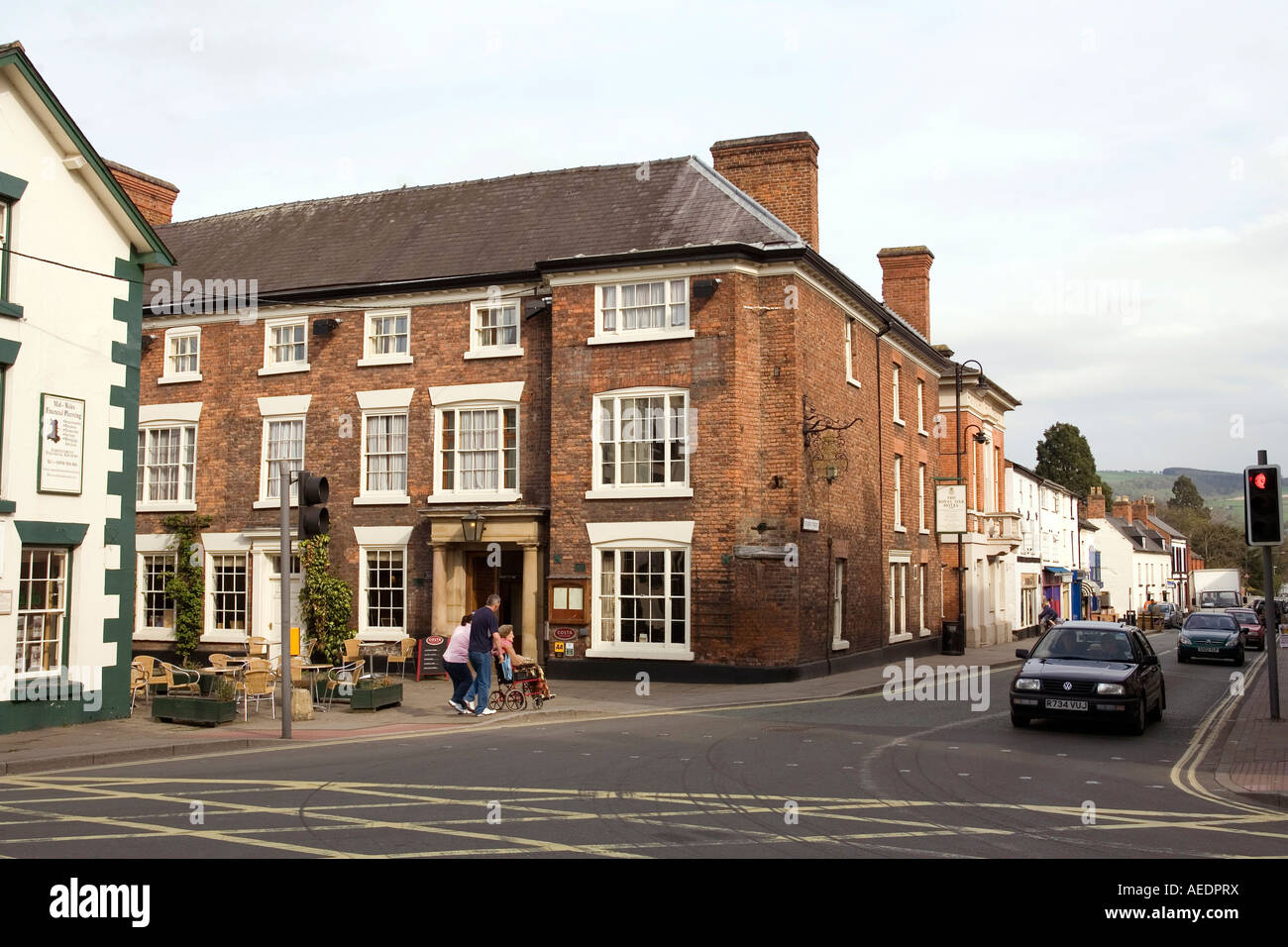 UK Wales Powys Welshpool Severn Street the Royal Oak Hotel former coaching Inn Stock Photo