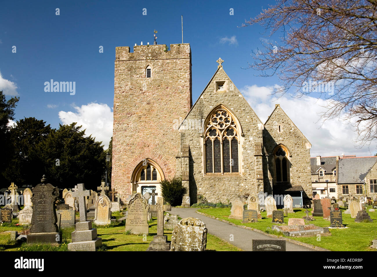 UK Wales Powys Builth Wells St Marys parish church Stock Photo