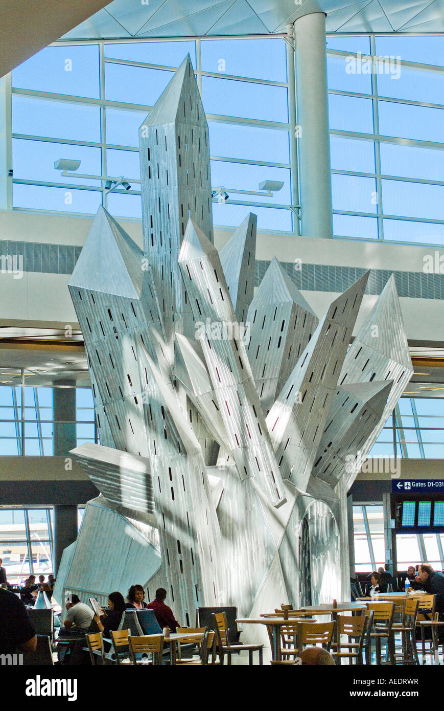 'Crystal Mountain' sculpture by Dennis Oppenheim at American Airlines terminal at DFW airport Stock Photo