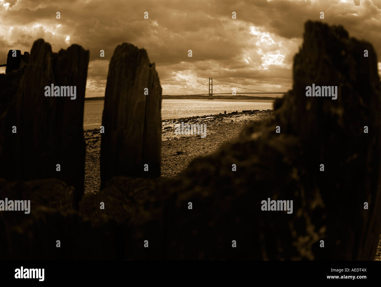 A view of the Humber bridge suspension bridge near Hull in East