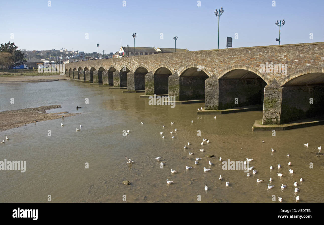 The old road bridge at Barnstaple, North Devon Stock Photo Alamy