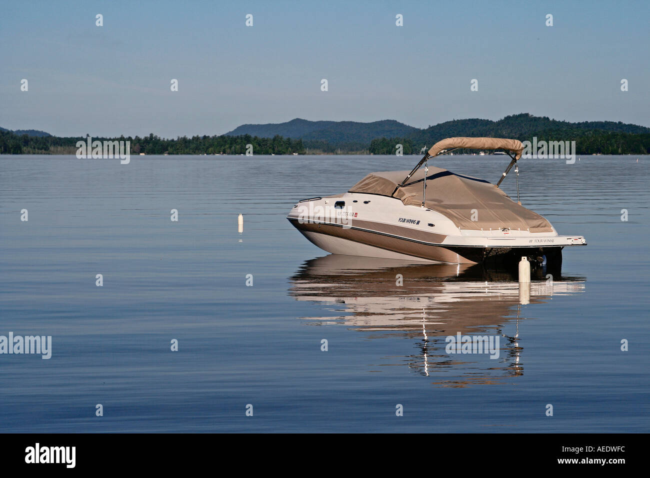 Boats moored at Raquette Lake Golden Beach Campground Adirondack State