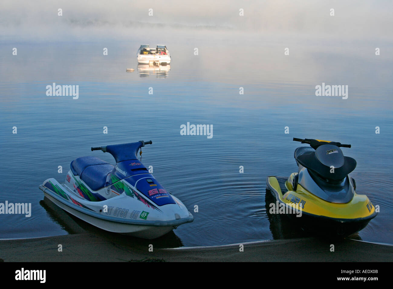 Boats moored at Raquette Lake Golden Beach Campground Adirondack State