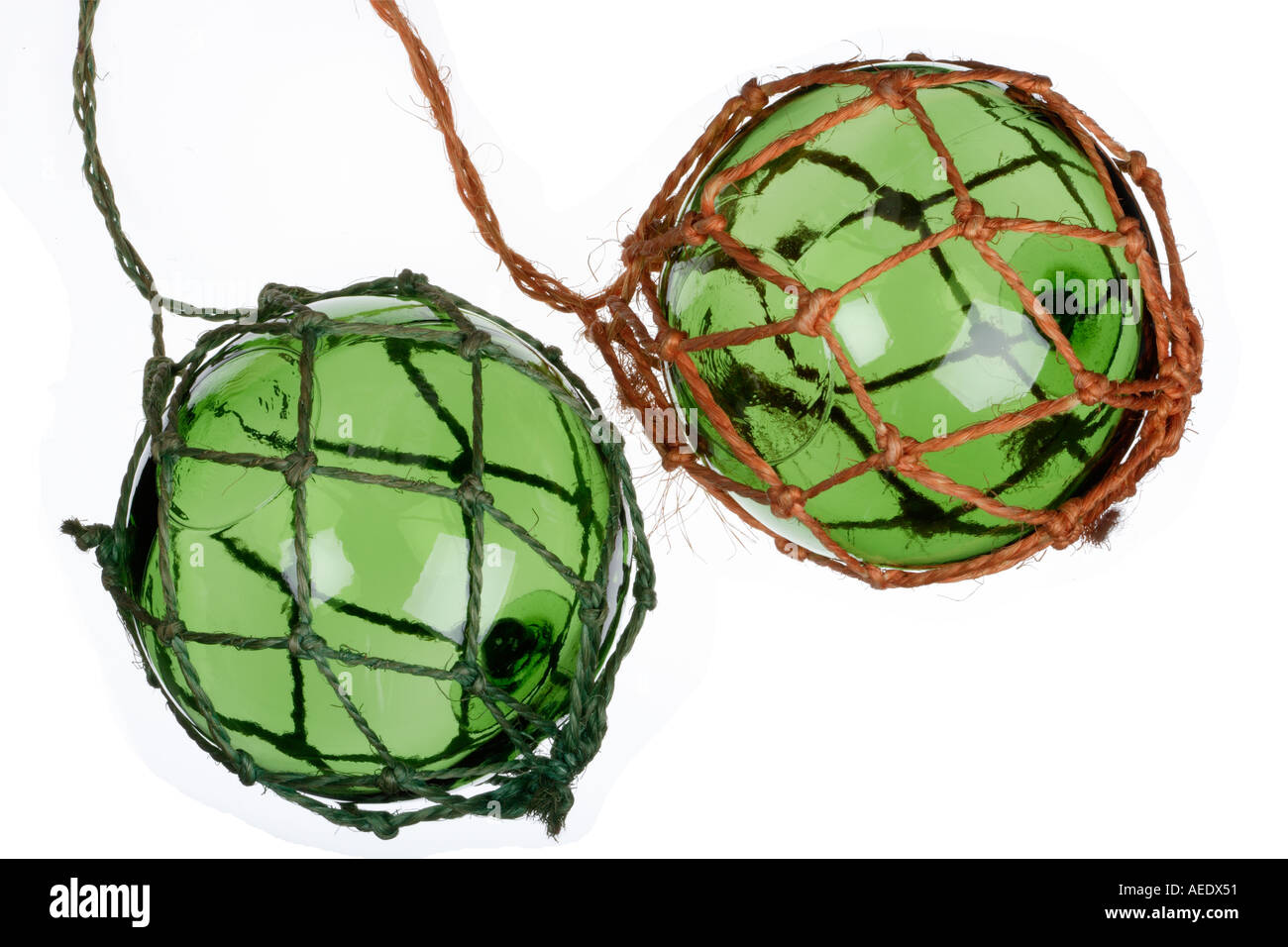 Green glass fishing net floats Stock Photo - Alamy