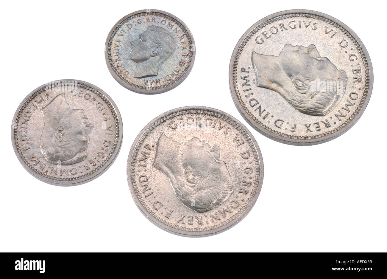 Set of Maundy money alms coins from 1940 Stock Photo