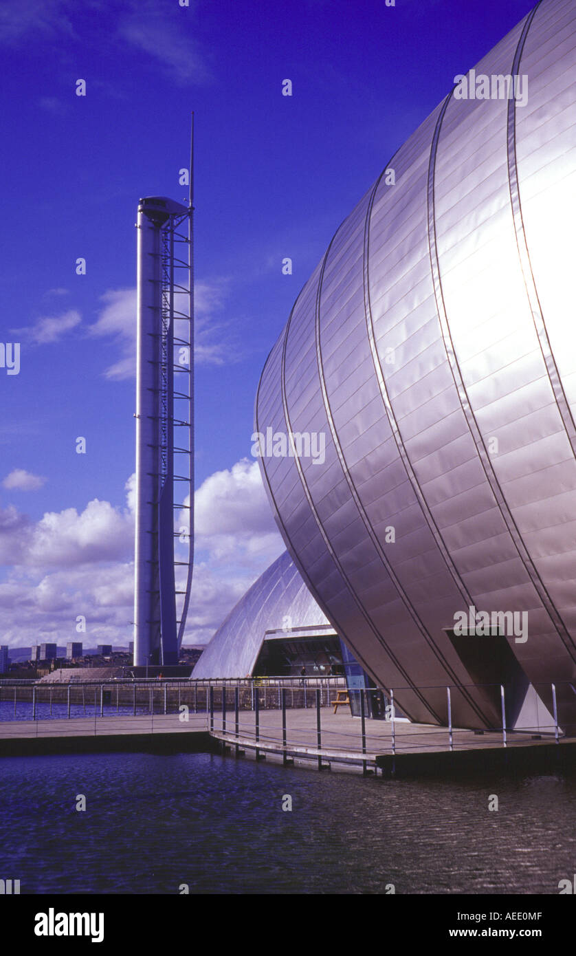 The Glasgow Science Centre and Millennium Tower at Pacific Quay, Glasgow, Scotland, UK. Stock Photo