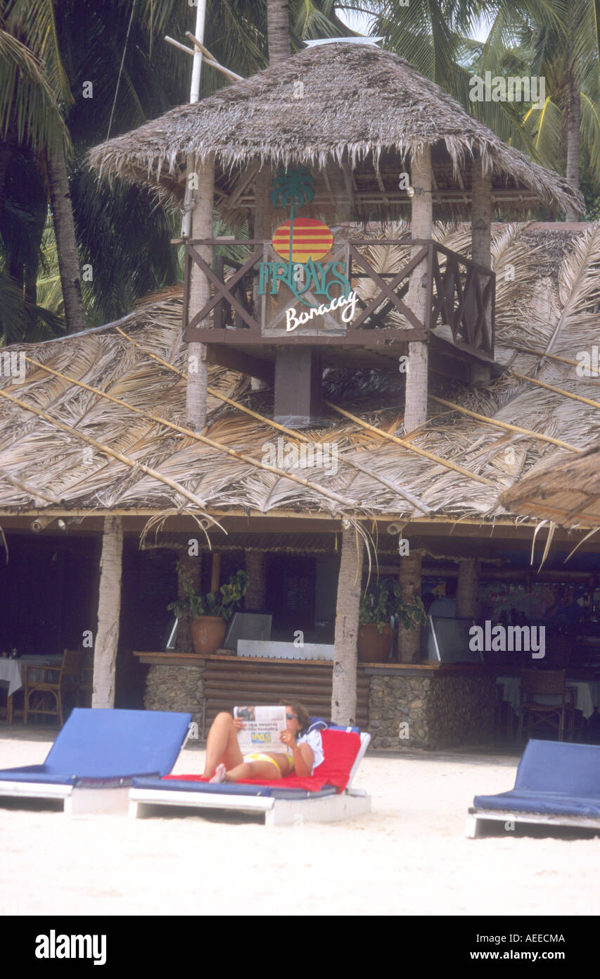 Fridays beach hotel restauant and bar on the spectacular Boracay beach  Island in the Philippines Stock Photo - Alamy