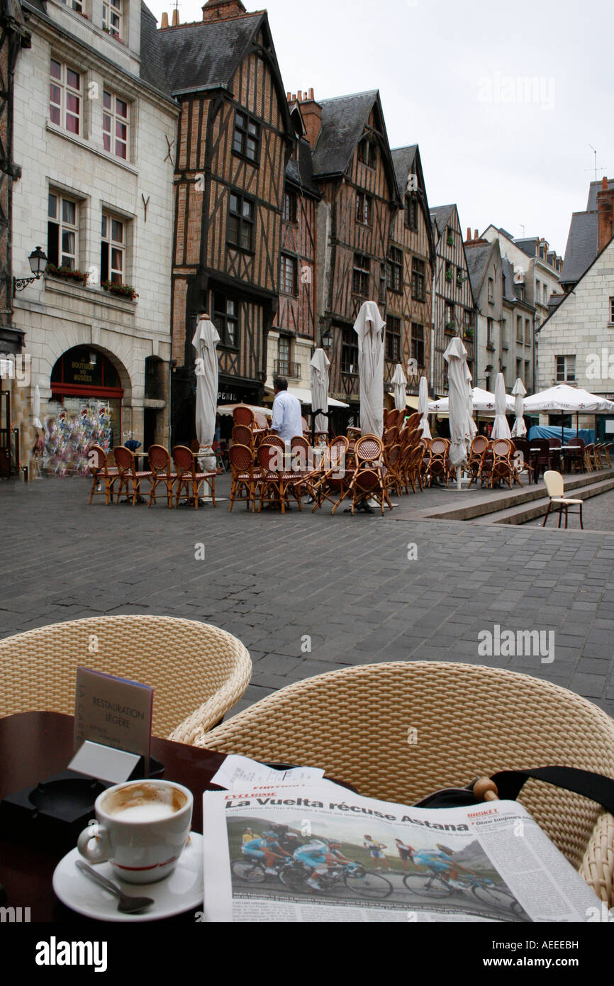 Street scene at Place Plumereau in Tours France Stock Photo