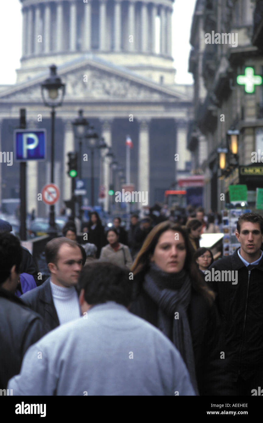 A Paris scene with young people set against the Pantheon in the background Stock Photo