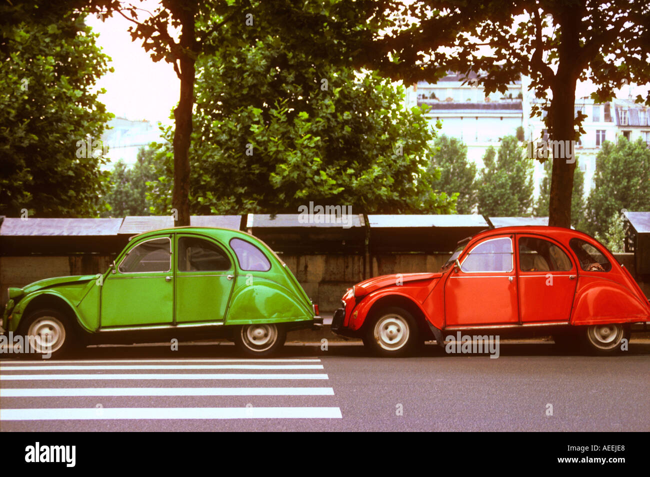 2 x Citroen 2CV cars Paris France Stock Photo - Alamy