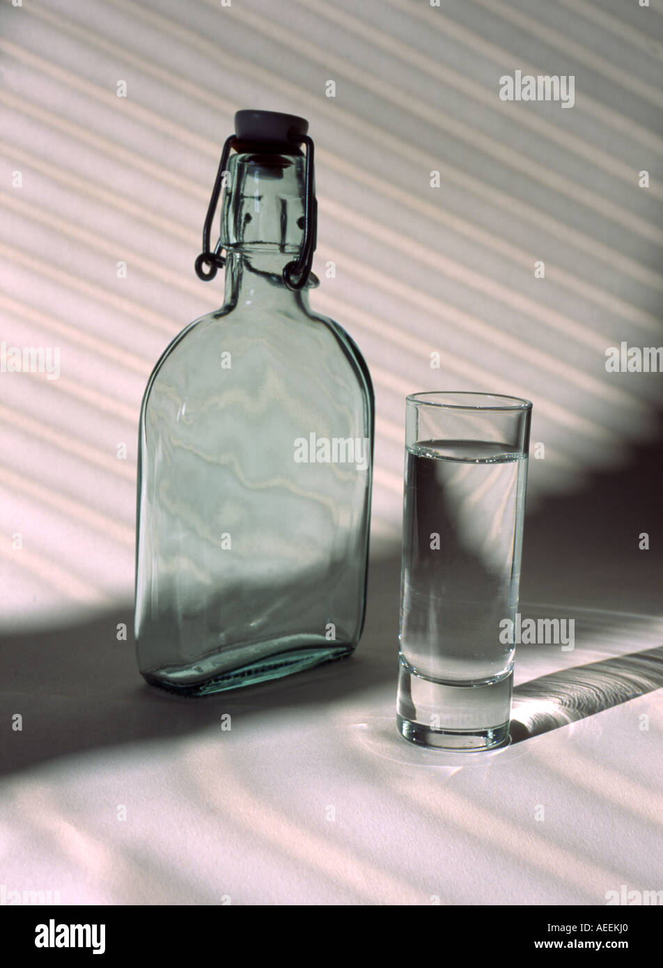 Bottle and shot glass Stock Photo Alamy