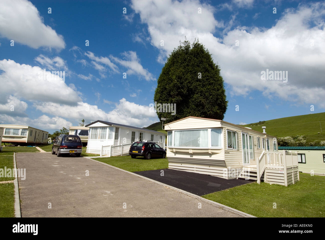 Static caravans at Ulwell Cottage Caravan Park in Swanage Dorset England UK Stock Photo