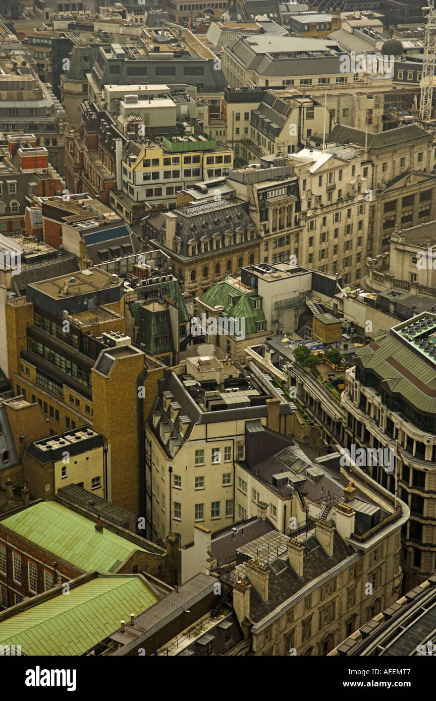 Looking down on streets and rooftops City of London Stock Photo Alamy