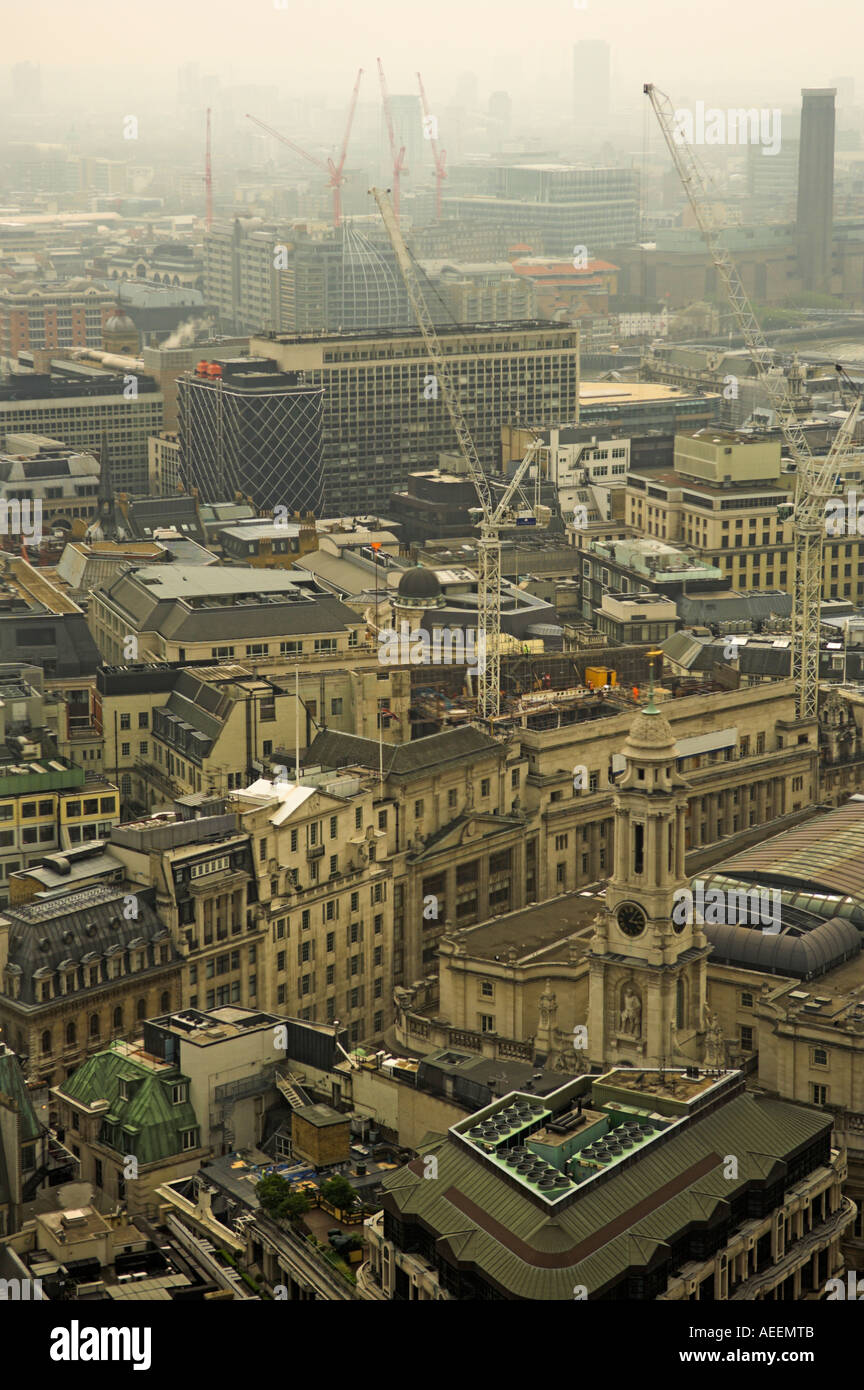 Looking down on streets and rooftops City of London Stock Photo Alamy