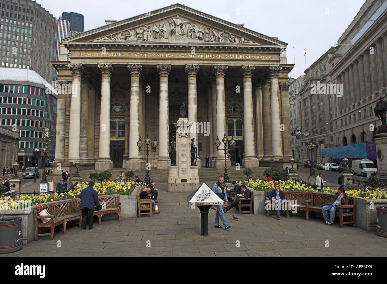 [Royal Exchange] at Bank Station in City of London Stock Photo