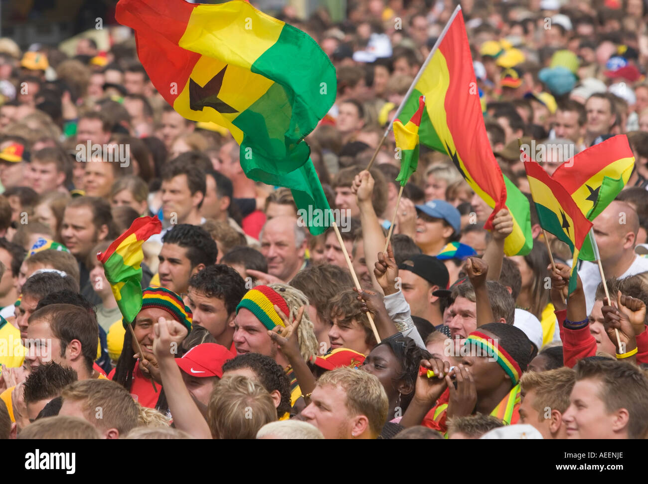 Fans of the Ghanaian national football team waving their flags before the  world cup match Brazil vs Ghana (3:0 Stock Photo - Alamy