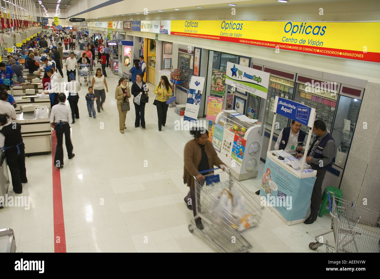 Shoppers inside a large WalMart store in Mexico City. Stock Photo