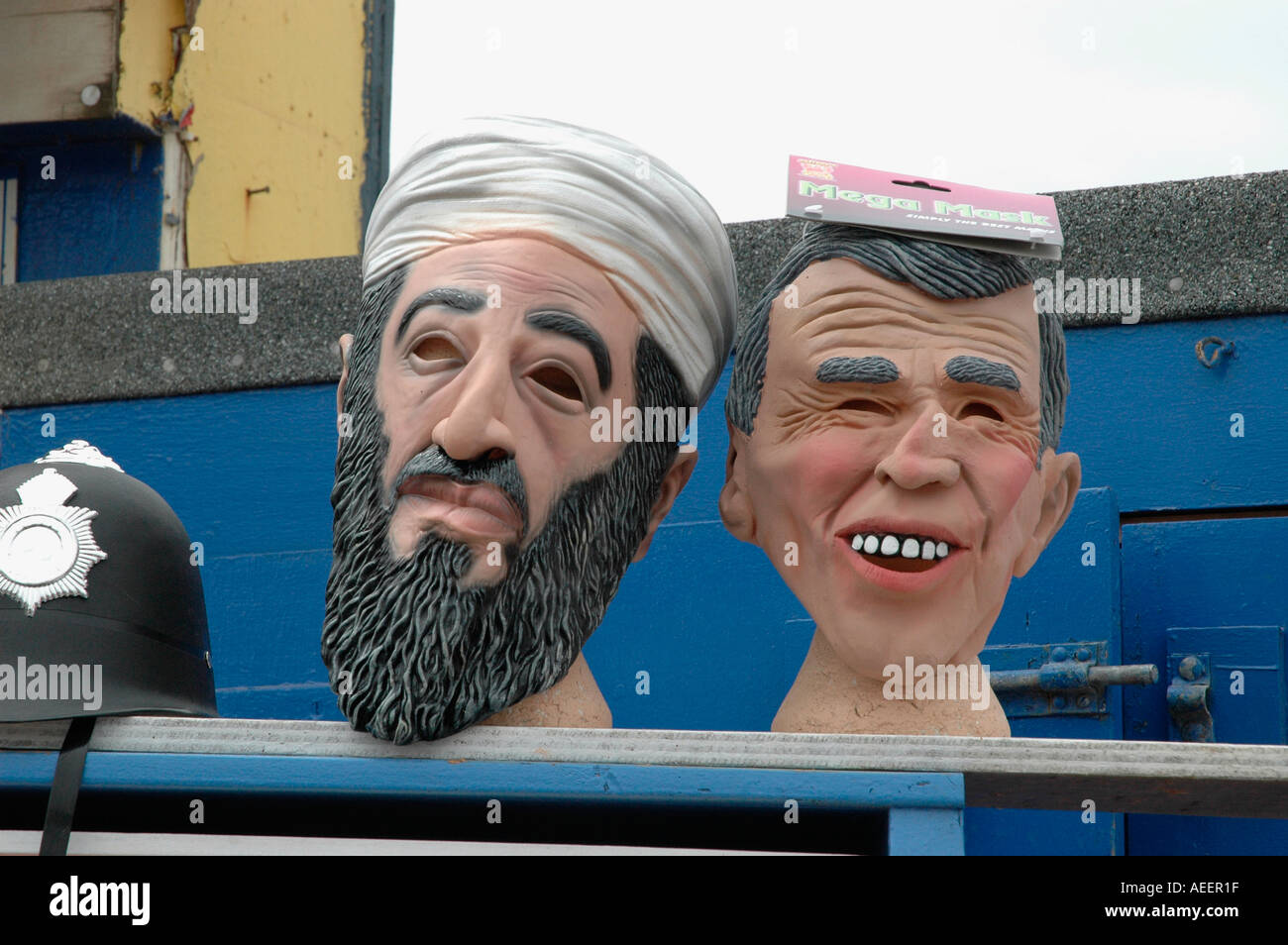 Osama Bin Laden and masks on sale in Blackpool Stock Photo - Alamy
