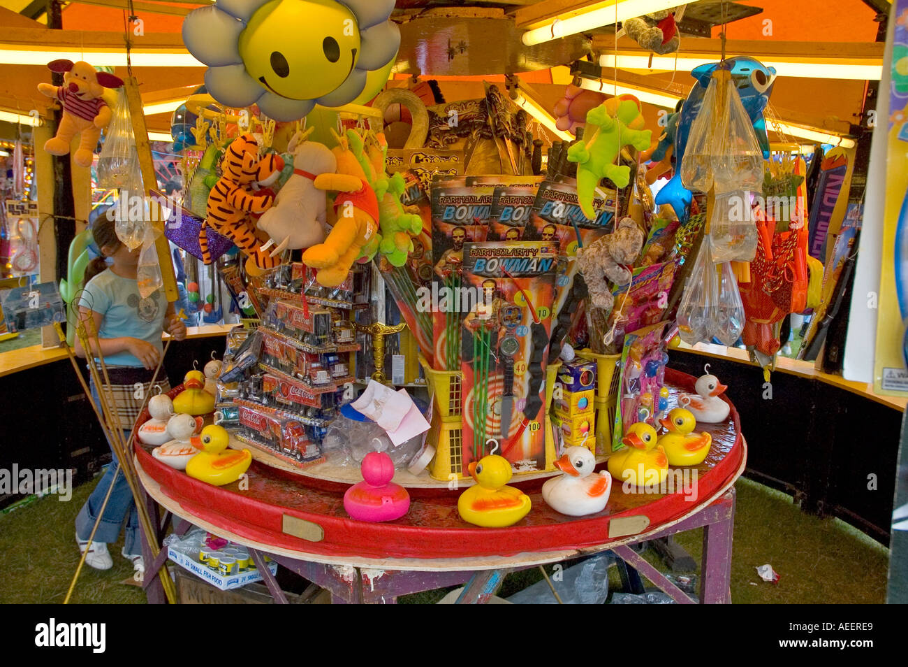 Hook A Duck Fairground Stall With Prizes Including Toys And Goldfish 
