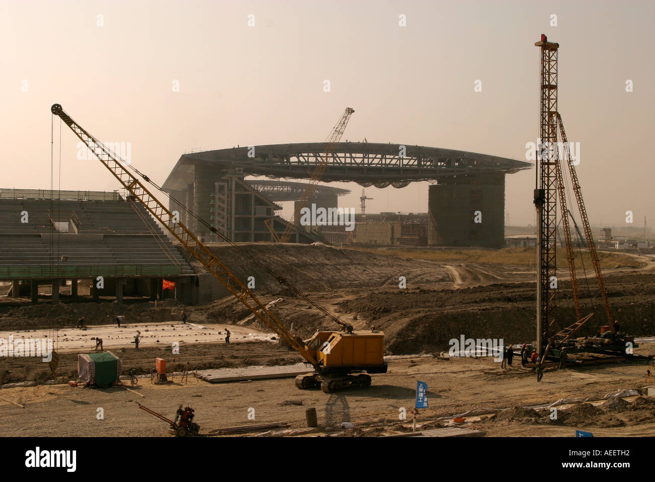 Shanghai 2003 Crews working to complete the new Formula One Grand Prix
