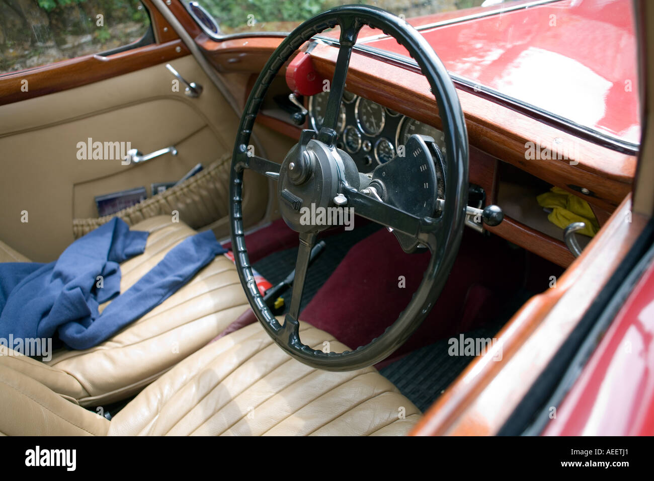 Steering wheel of Riley vintage car Steering wheel column gear shift Stock Photo 7807008 Alamy