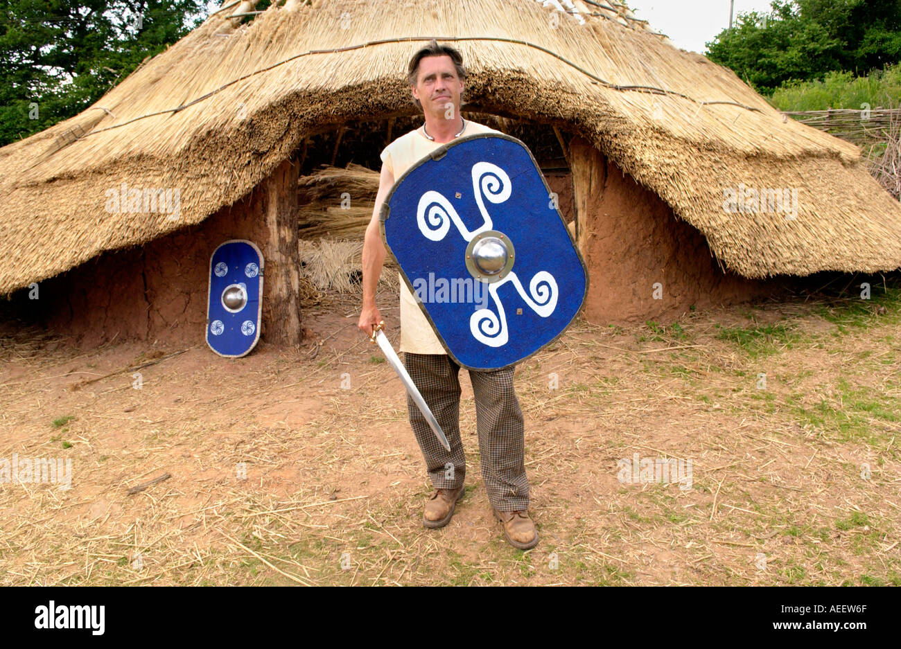 Iron Age roundhouse built using traditional techniques at Cinderbury