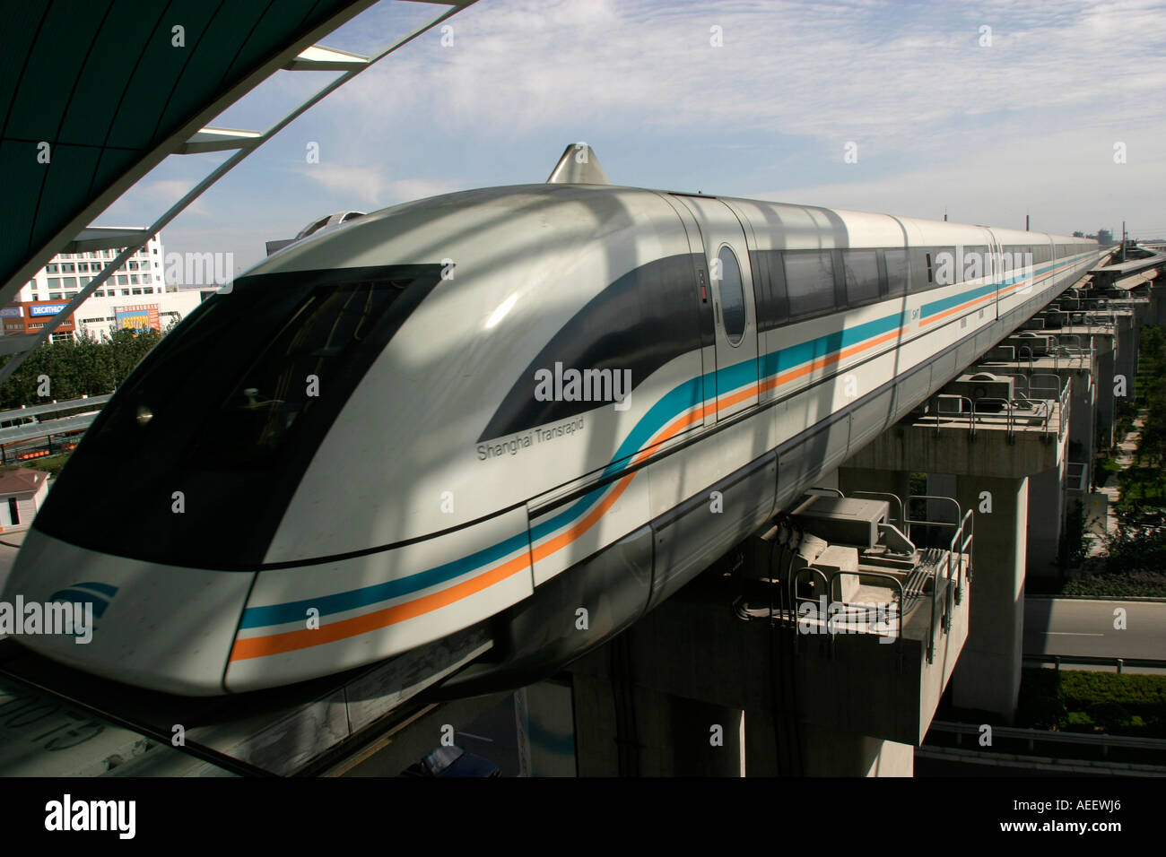 The MAGLEV magnetic levitation train that takes passengers from ...