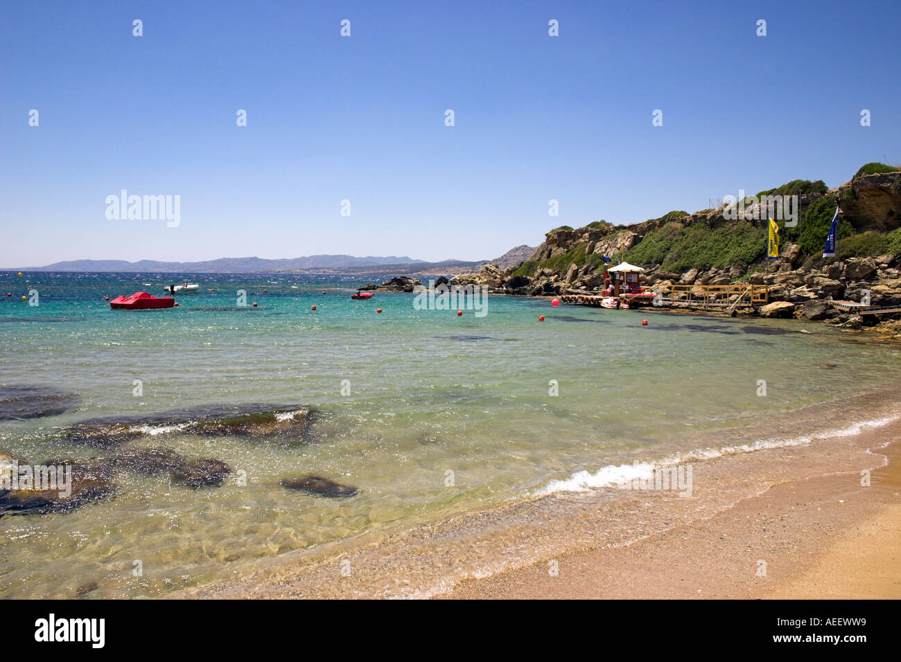 Pefkos Beach Lindos Rhodes Greece Stock Photo
