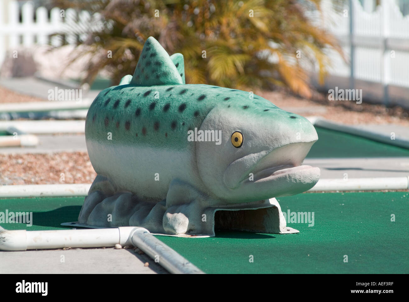 miniature golf course characters obstacles fish Stock Photo