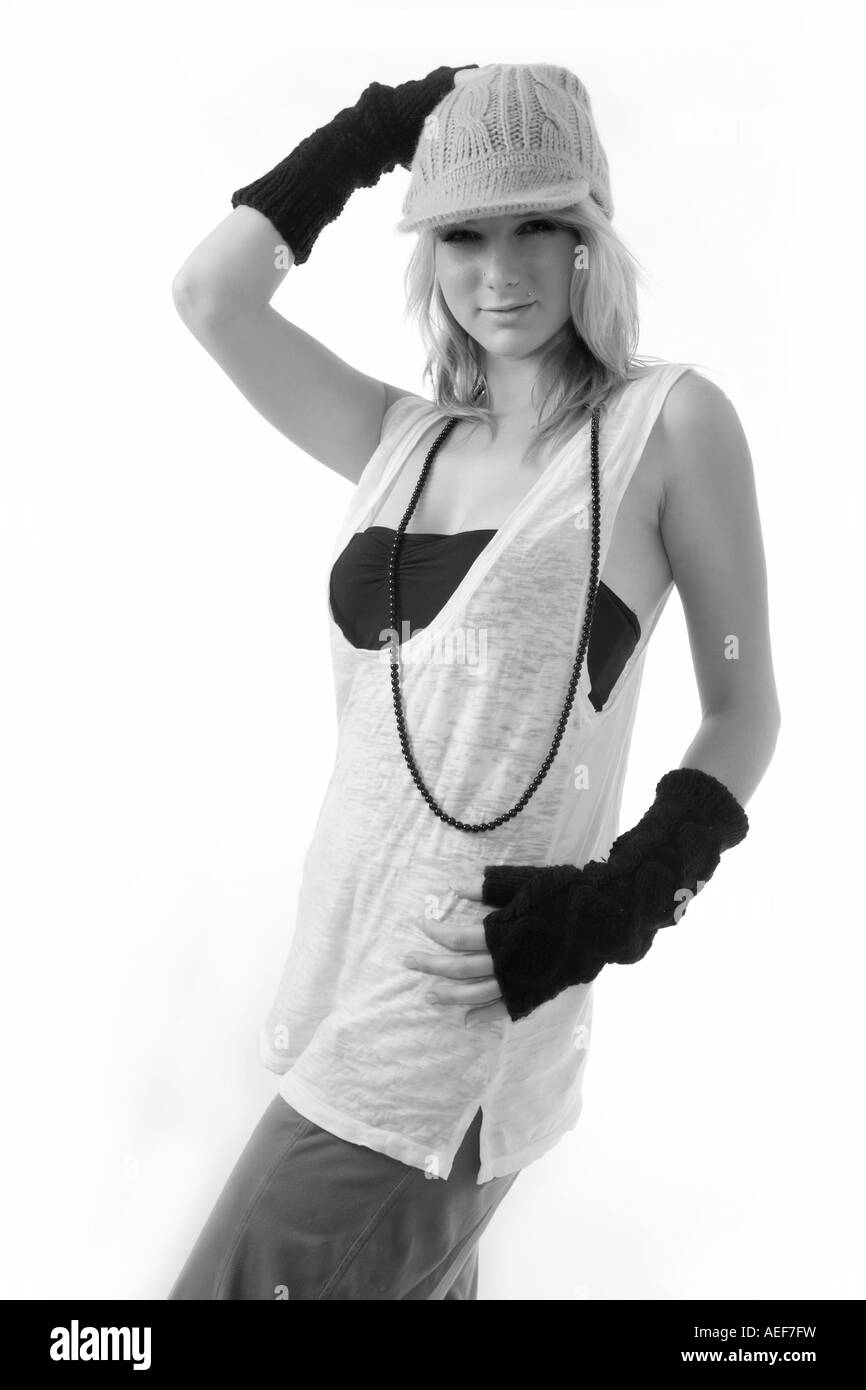Teen fashion model Black and White Stock Photos & Images - Alamy