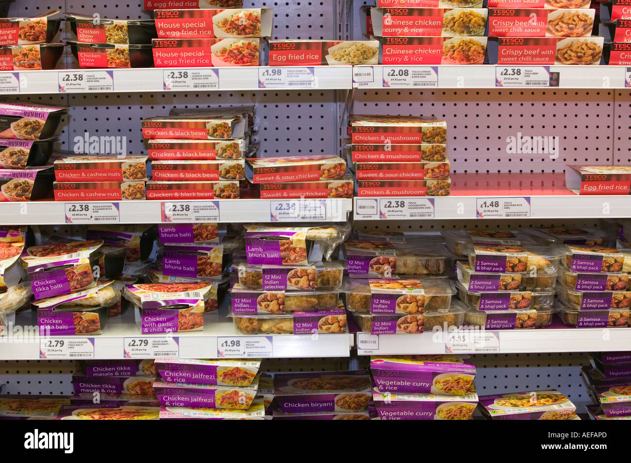 ready meals in a tesco supermarket, Carlisle, Cumbria, UK Stock Photo