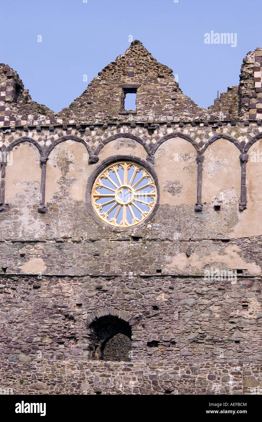 Rose Window Wall On The Bishops Palace, St Davids Carmarthen Wales number 2495 Stock Photo