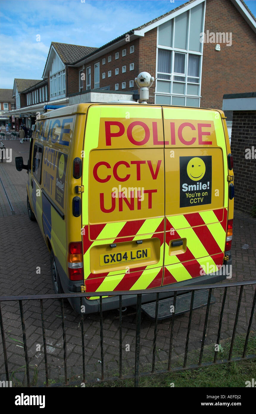 Police CCTV Van at crime scene UK, Hailsham, East Sussex, England, UK, 2005. Stock Photo