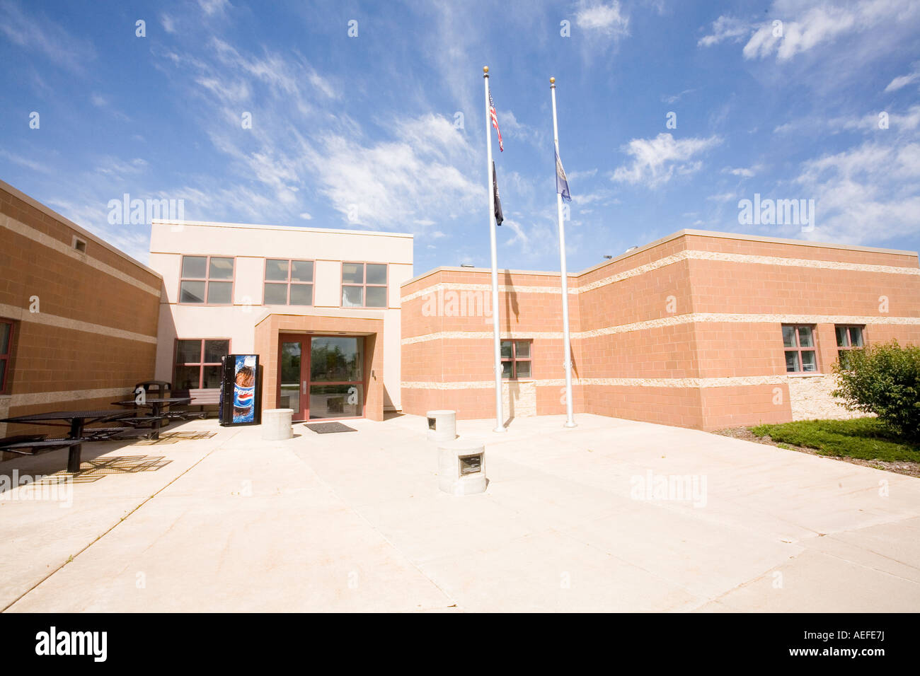 Exterior of the front entrance at the Nebraska Correctional Youth