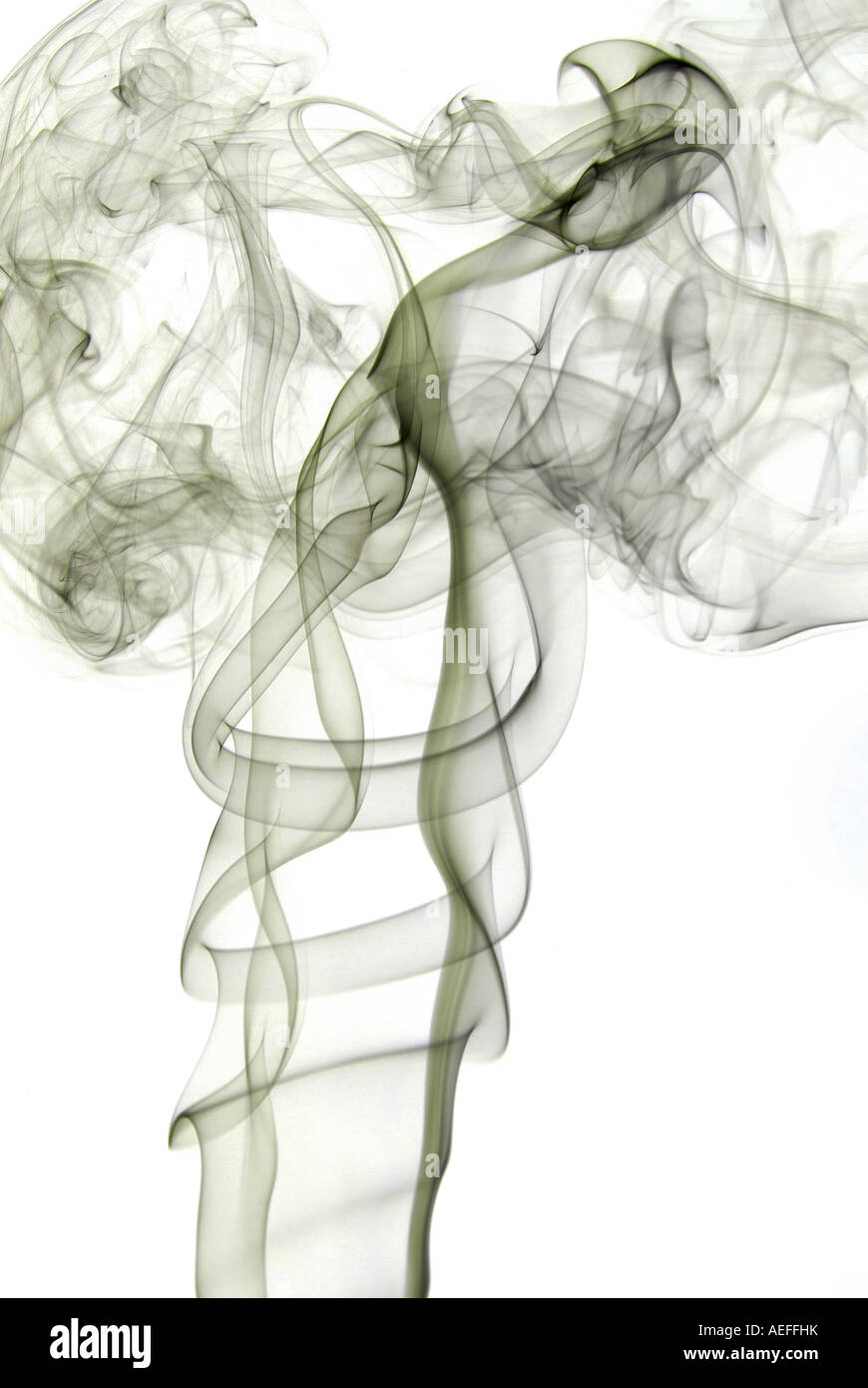 Abstract Colourful Incense Smoke Art on a White Background Stock Photo