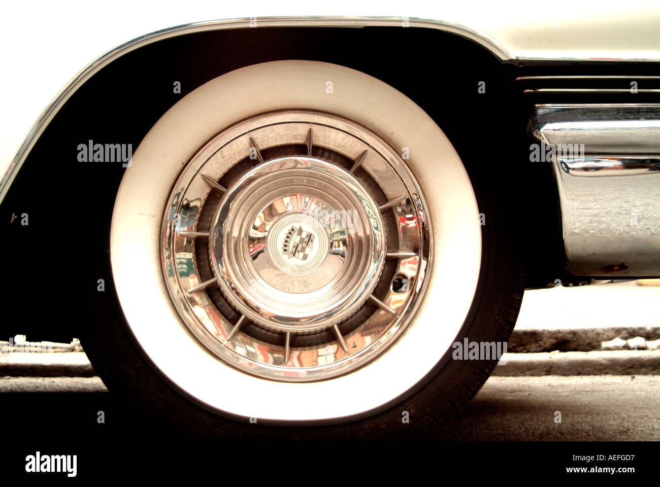 Whitewall tire on a Cadillac classic Stock Photo - Alamy