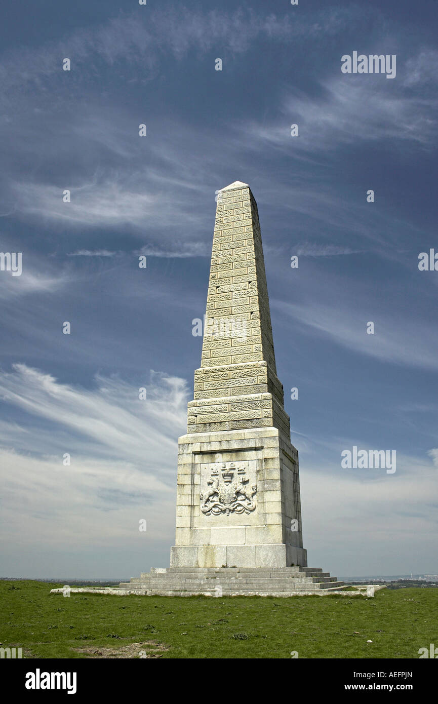 Lord Yarborough Monument, Bembridge Down / Culver Cliff, Isle of Wight, England, UK. Stock Photo