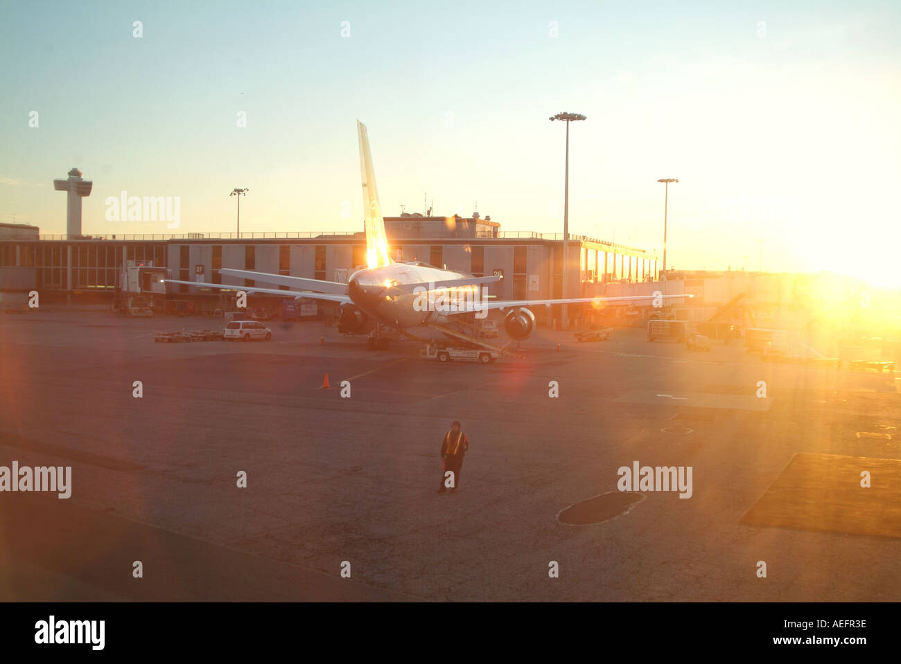 Airplane on runway Stock Photo - Alamy