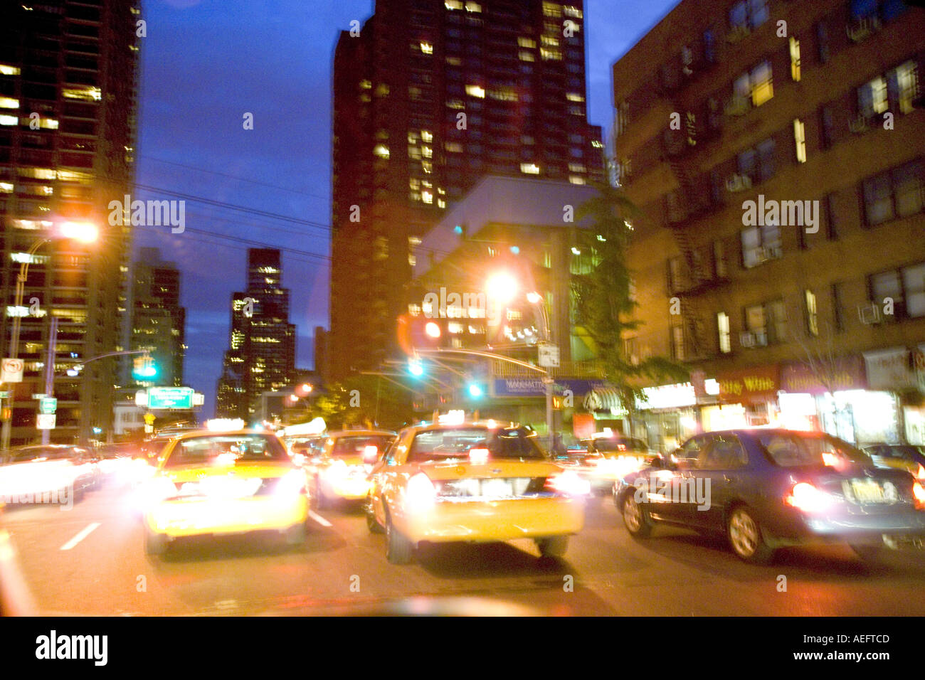 New York City blur of traffic at night Stock Photo - Alamy