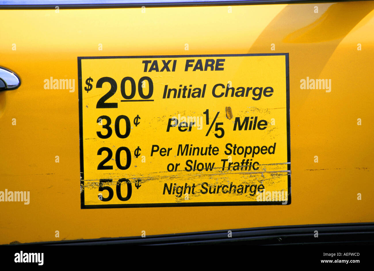 Taxi fare sign Stock Photo - Alamy