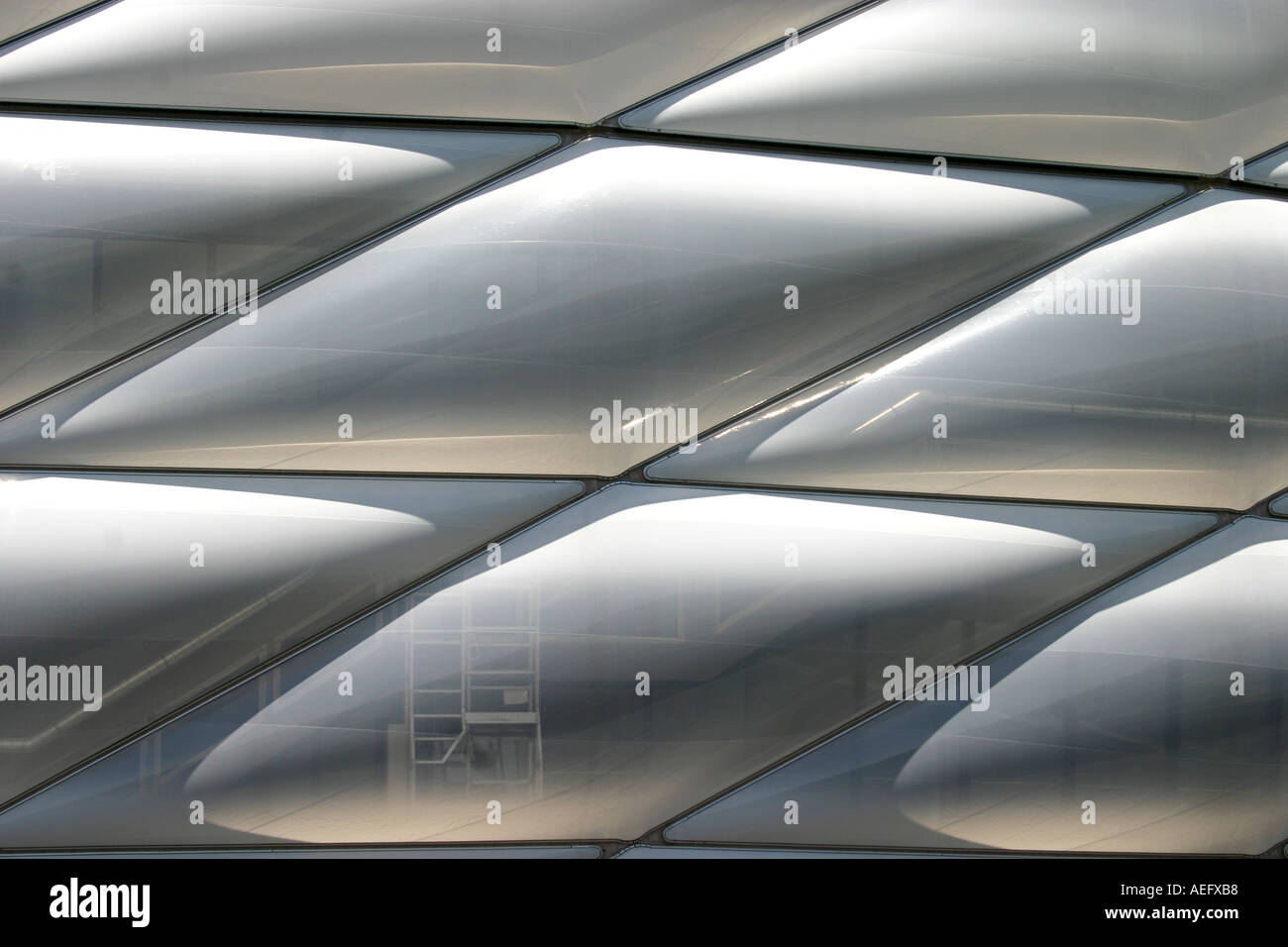 Allianz Arena new translucent shell and walls at football stadium  Froettmaning Munich Bavaria Germany Stock Photo