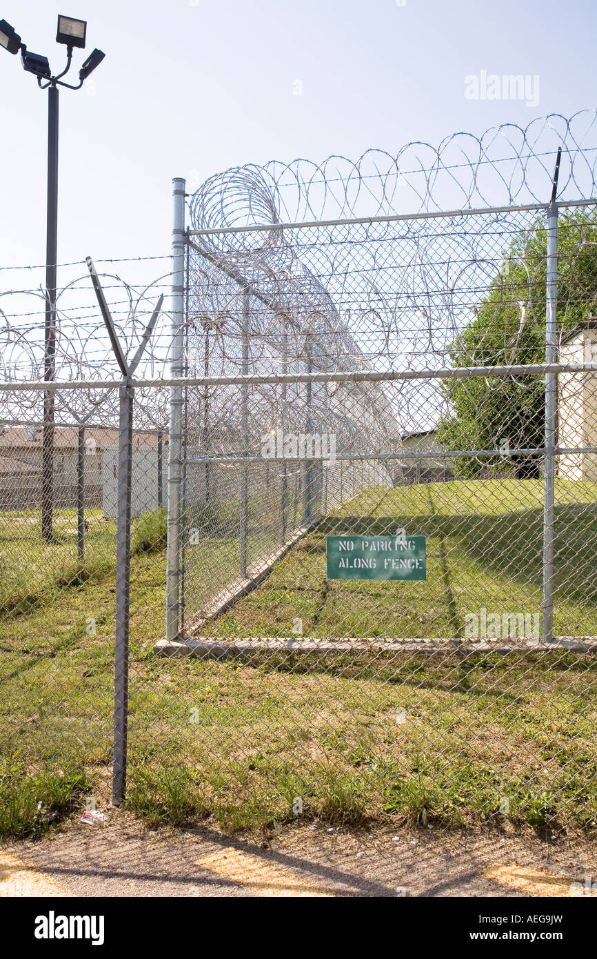 Perimeter fence at the Nebraska Correctional Center for Women in York Nebraska USA Stock Photo