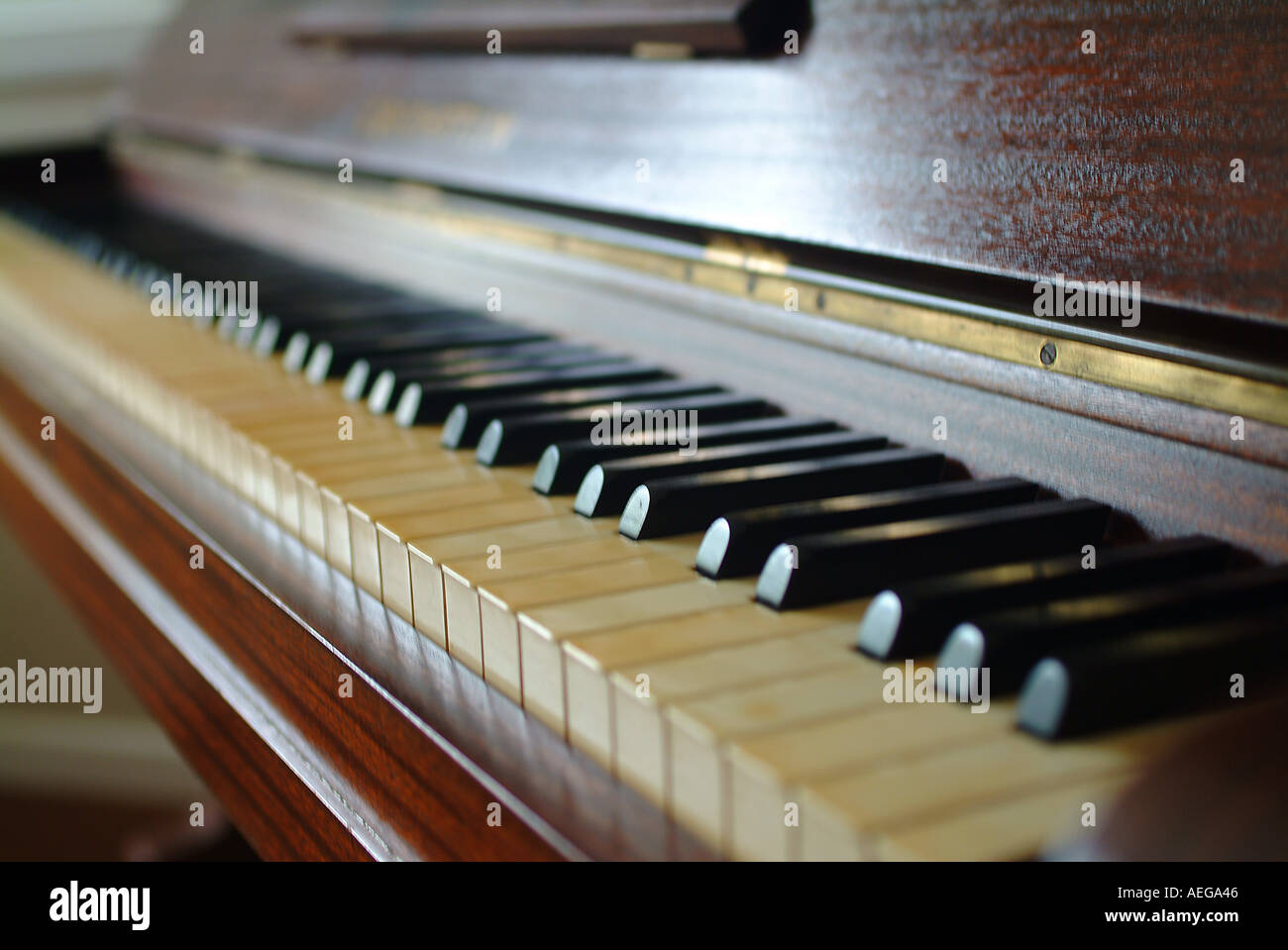 Sweet Home music piano keyboard black white wood wooden scale notes sounds chords big heavy abstract concept miscellaneous music Stock Photo